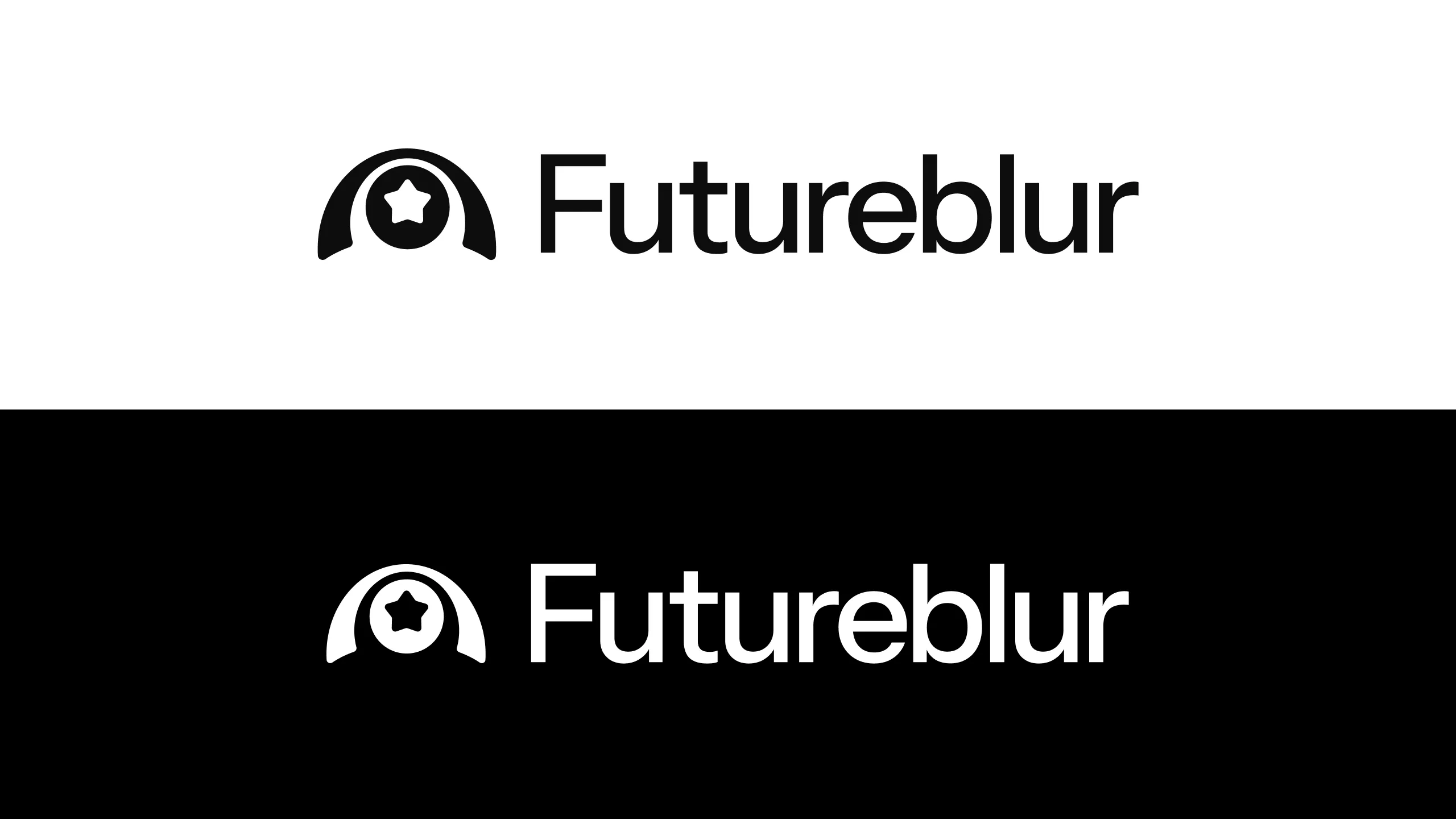 Futureblur lockup on light and dark background.